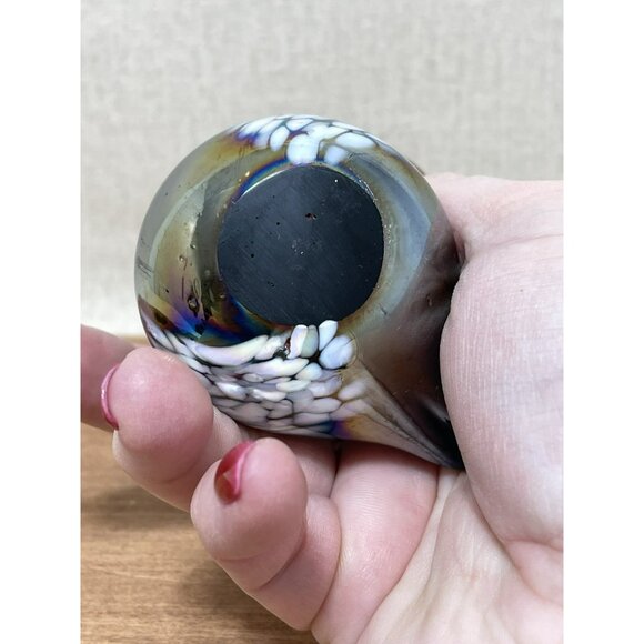 Vintage Iredescent Art glass Baby duck paper weight Purple Silver Black - Picture 6 of 8